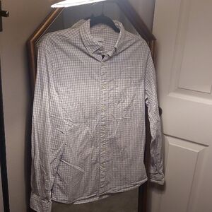 Sonoma Womens Light Grey Checkered Button Down Shirt